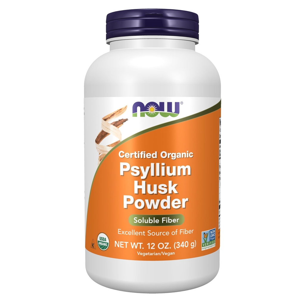 JETZT Nahrungsergänzungsmittel, Psyllium Husk Pulver, Certified Organic, Non-GMO Project Verified, lösliche Faser, 12-Ounce