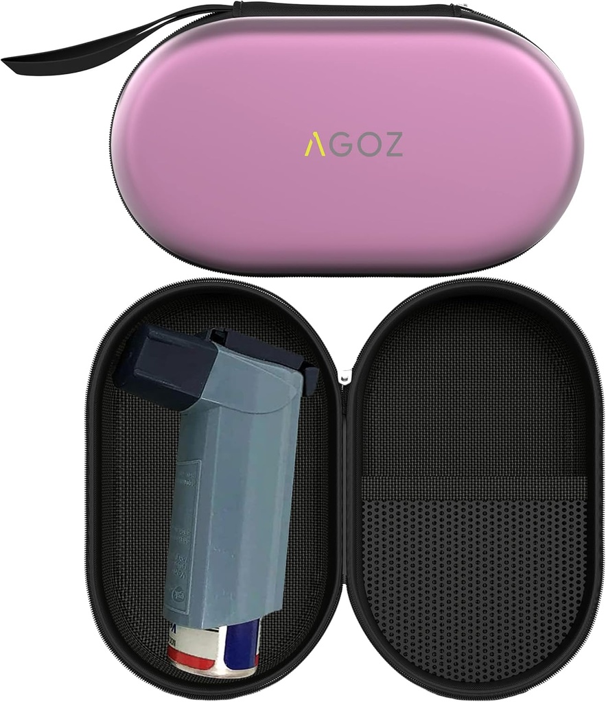 AGOZ Asthma Inhaler Case Reißverschluss Schutzhülle für medizinische Tasche mit Handschlaufe (Purple)