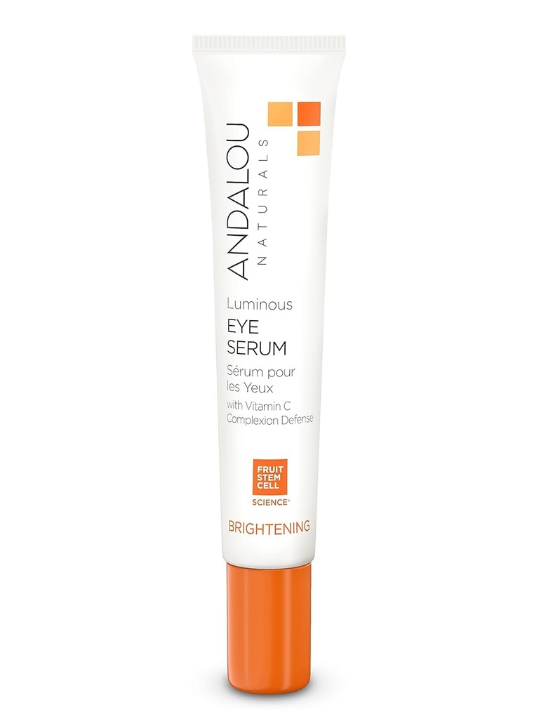 Andalou Naturals Luminous Eye Serum, Illuminating Eye Cream for Dark Circles and Puffiness, Vitamin C, Koffein & Goji Glycopeptides für eine verjüngte, erfrischte, strengere Erscheinung, 0.6 Ounce