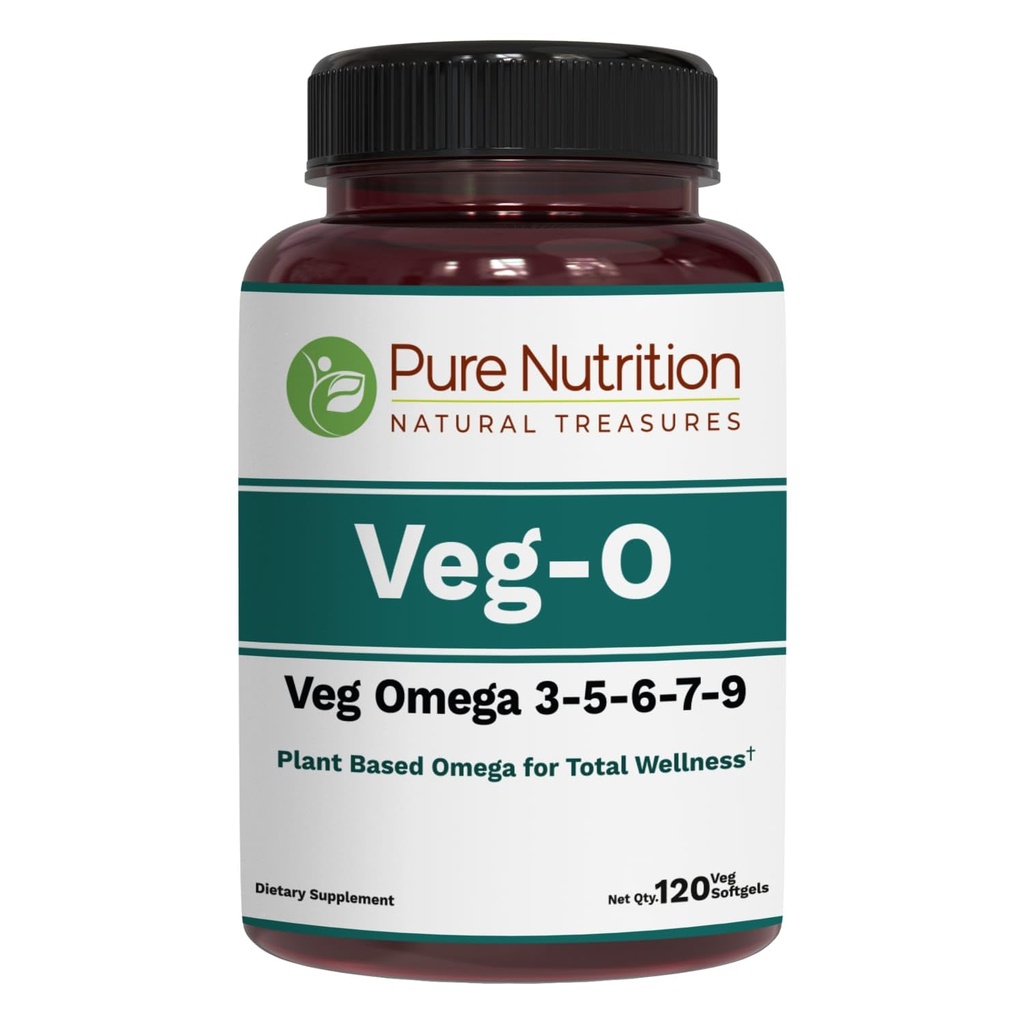Pure Nutrition Vegan Omega 3-5-6-7-9 | 120 Softgels | 600mg pro Servieren von 2 Softgels | Multi Omega Supplement für Gesamtgesundheit | Non GMO | Gluten Kostenlos