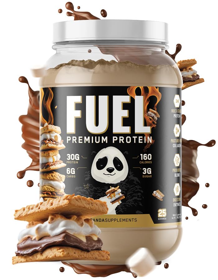 Underground Bio Labs Panda Fuel Premium Protein Whey,Hydrolyzed Collagen,Casein,Probiotics, Enzymes, Keto Friendly,Time Release, 25 Servings (2.5 Pfund, Campfire S'Mores)