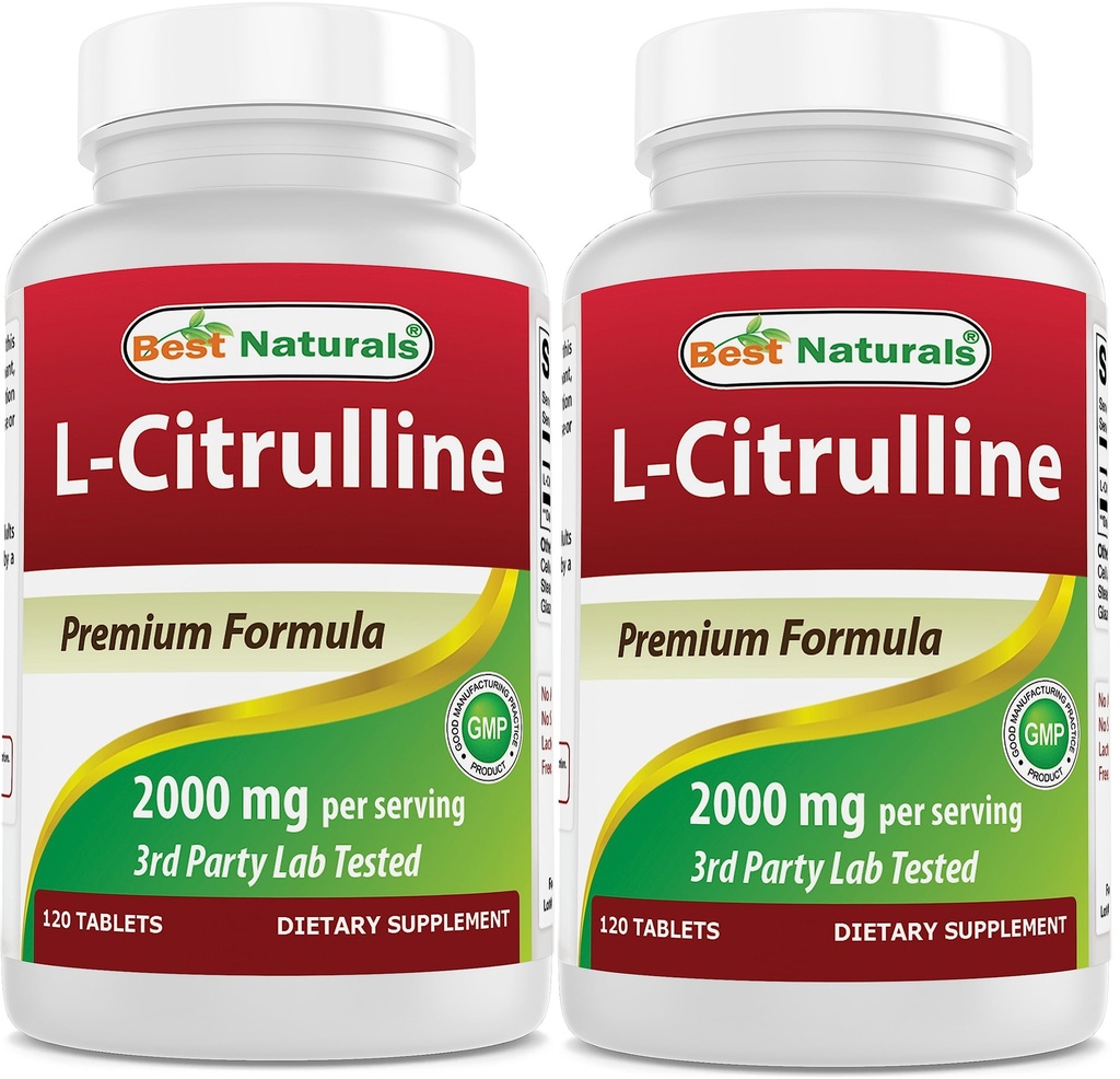 Meilleurs naturels L-Citrulline 2000mg/Serveur - Non-OGM - Sans gluten - 120 comprimés (120 Nombre (paquet de 2))