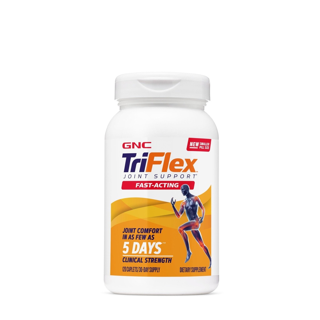 GNC TriFlex Fast-Acting 2.0, verbessert Gelenkkomfort und Steifigkeit, Klinische Stärke Doses von Glucosamin/Chondroitin und Boswellia- Plus Turmeric, 120 Caplets