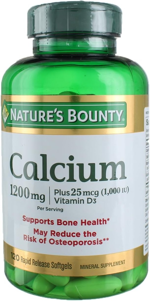 Naturen Bounty Calcium Plus Vitamin D3 1200 mg Kapseln - 120 Ea, Packung von 3