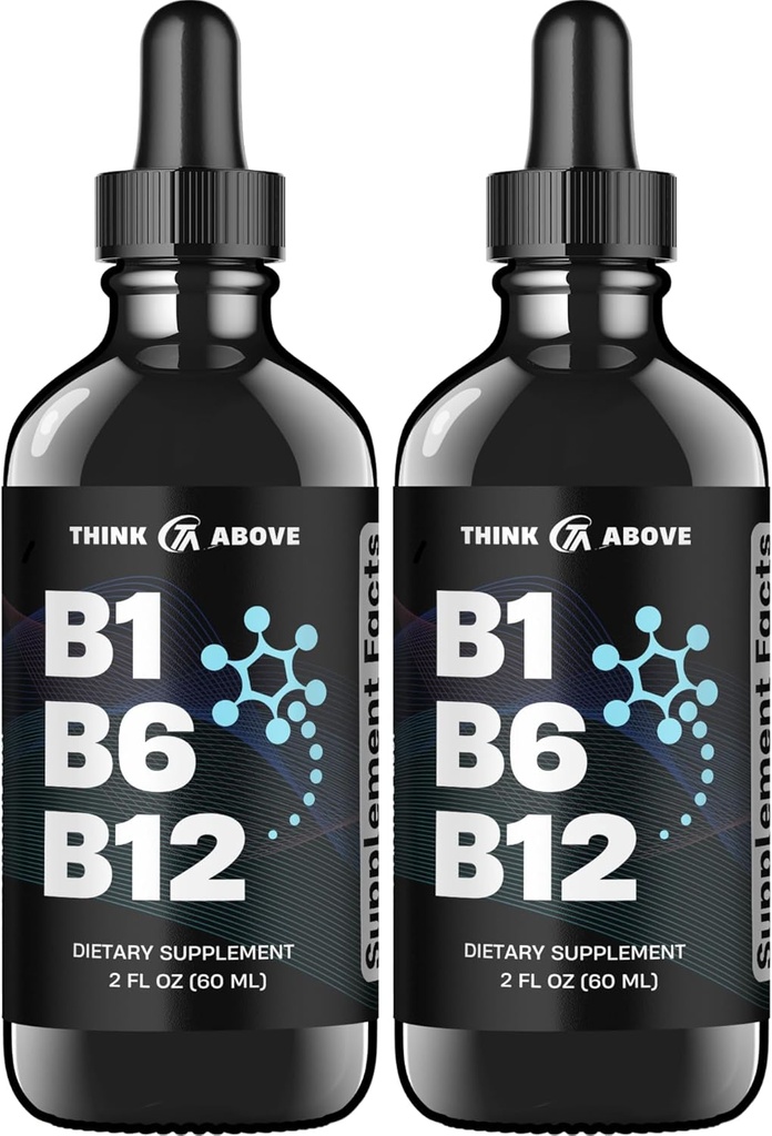 B1 B6 B12 Vitamin Liquid Drops - Nerve, Energy, Brain Support Supplement - Fruity-Like Flavor - Methylcobalamin, Thiamin, Pyridoxin (2)