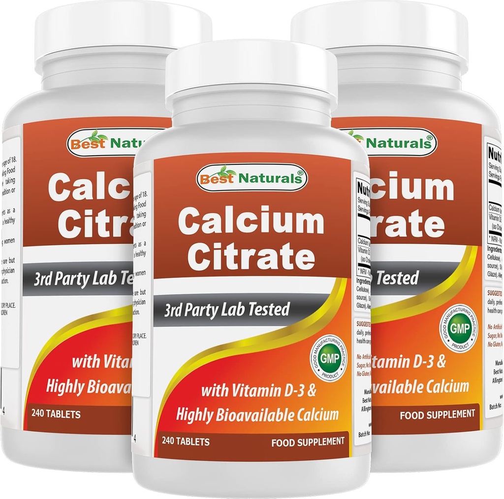 Best Naturals Calcium Citrat mit Vitamin D-3 240 Tabletten (240 Zähler (Pack von 3))