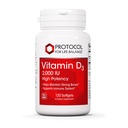 Protocole Vitamine D3 2000 UI - Soutien immunitaire, os et dents sains - 120 Softgels