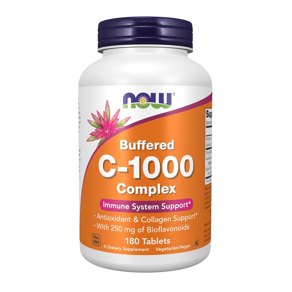 MAINTENANT Compléments alimentaires, Complexe Vitamine C-1000 avec 250 mg de bioflavonoïdes, Buffered, Antioxydant Protection*, 180 comprimés