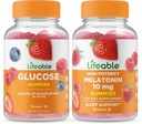 Lebensfähiger Glucose + Melatonin 10mg, Gummies Bundle - Große Verkostung, Vitaminergänzung, Glutenfrei, GMO frei, Kaugummi