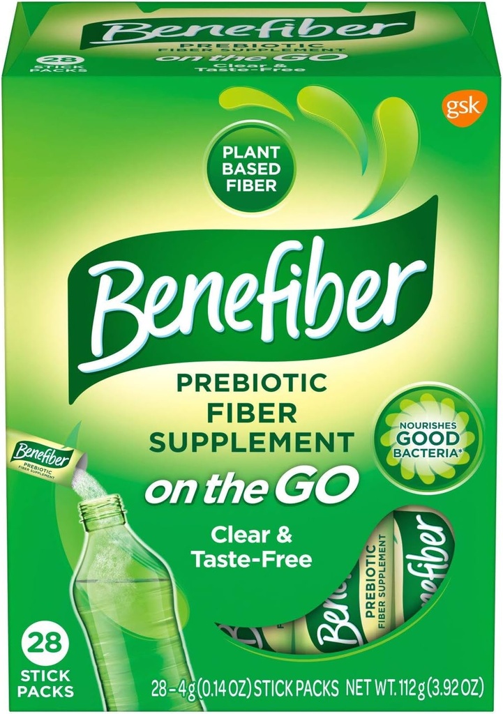 Benefiber Fiber Supplement auf dem Go Stick Packs für bequeme Verwendung 28 Stick Packs pro Box (1 Box nur)