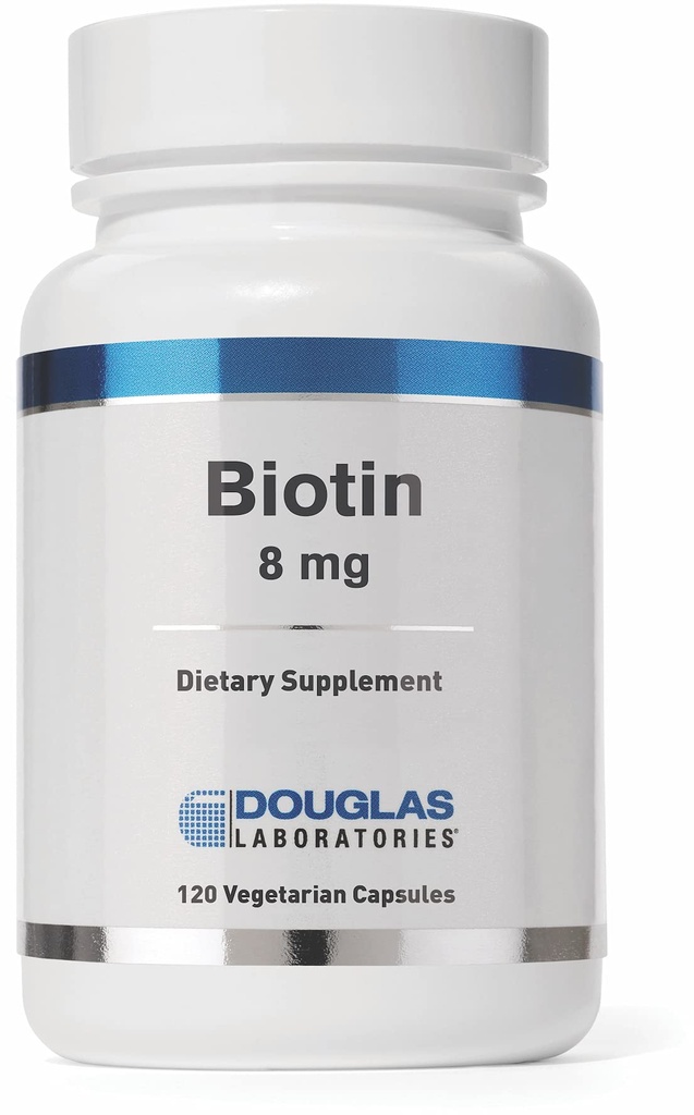 Laboratoires Douglas Biotine 8 mg de vitamine B7 pour soutenir la production d'enzymes et la fonction nerveuse 120 capsules