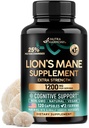 Lions Mane Supplement Kapseln - Bio Lions Mane - Made in USA - Fruchtkörper-Extrakt - 1200 mg, 25% Polysaccharide - Memory & Focus Support - Als Lions Powder - 120 Kapseln, 2 Monate Versorgung