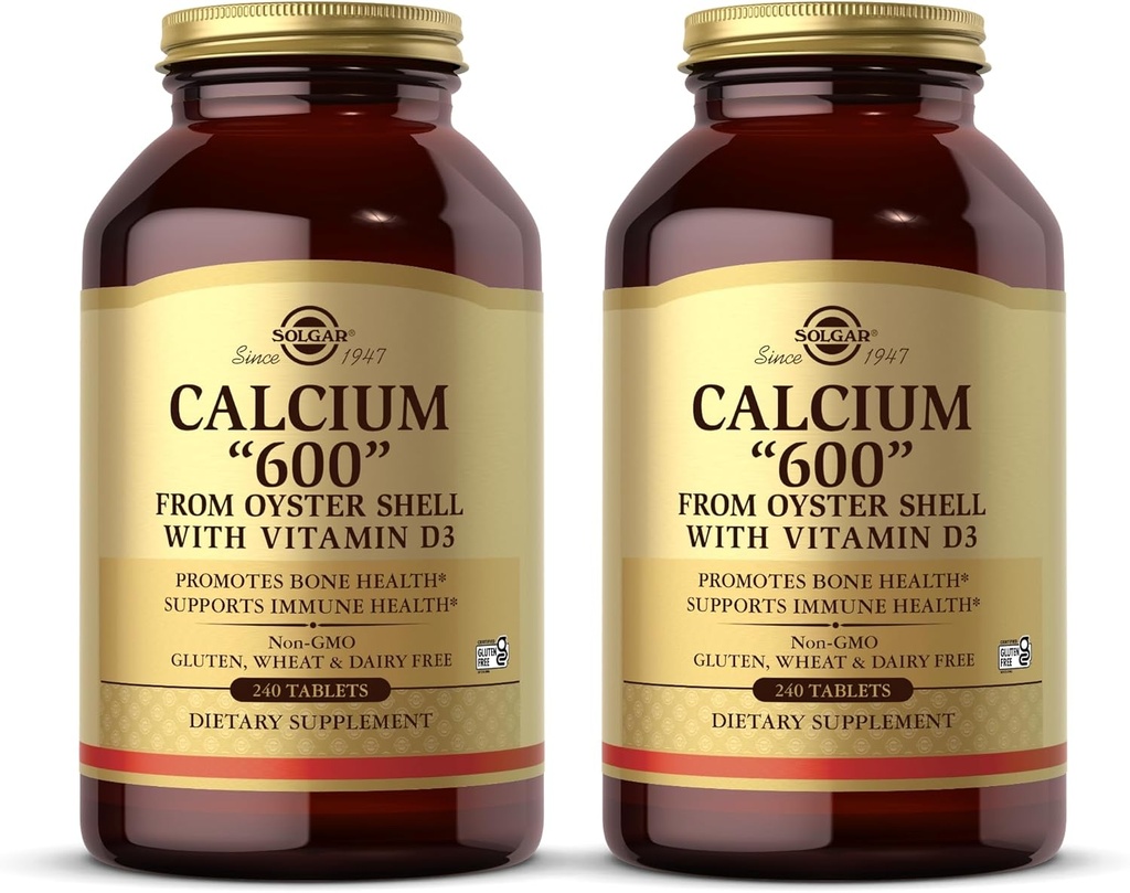 Solgar Calcium 600" - 240 Comprimés, boîte de 2 - de la coquille d'huître avec vitamine D3 - Non-OGM, sans gluten, sans produits laitiers - 240 Total des portions