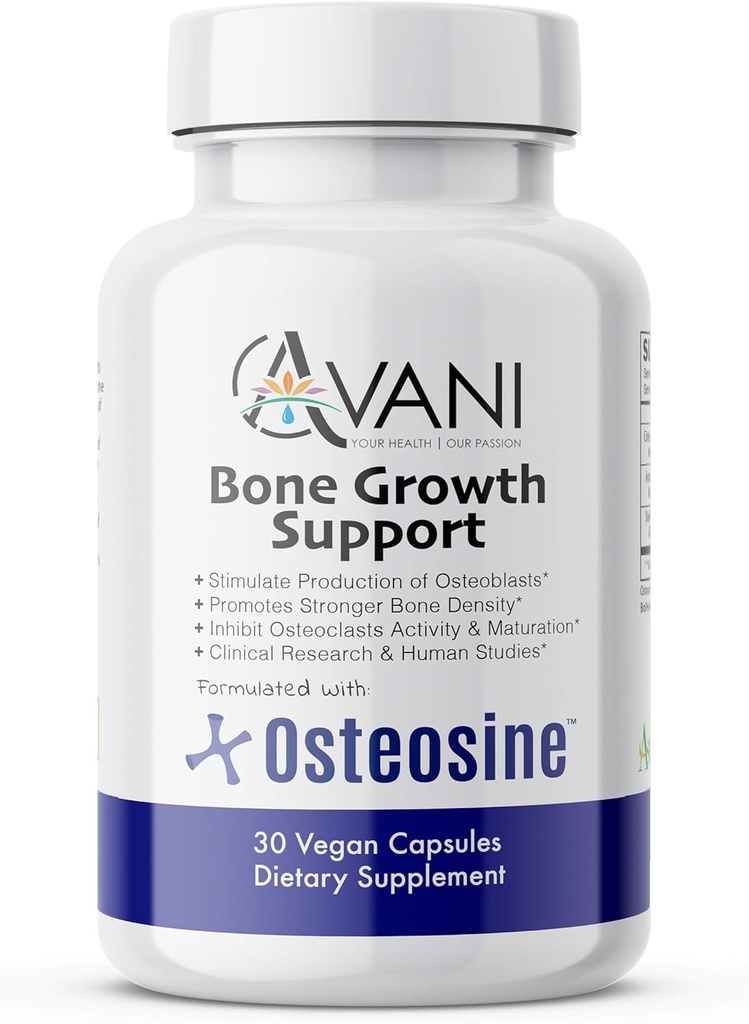Avani Health – Osteosine Knochenwachstumsunterstützung - Erhöhung der Knochen-Calcium-Level und Knochenfestigkeit - Verbesserte Absorption mit BioPerine und AstraGin - Glutenfreie Knochenergänzung - 30 Vegan Kapseln