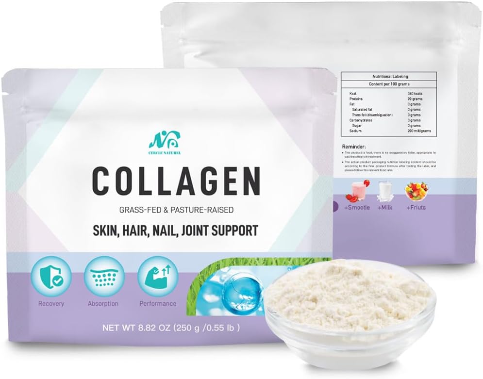 Cercle Natural Multi Collagen Peptides Powder Unflavored, Plus Vitamin C & Biotin, German Hydrolyzed Bovine Collagen, Unterstützt Haar, Haut, Nägel, und Gelenke für Frauen & Männer - 8.82 oz