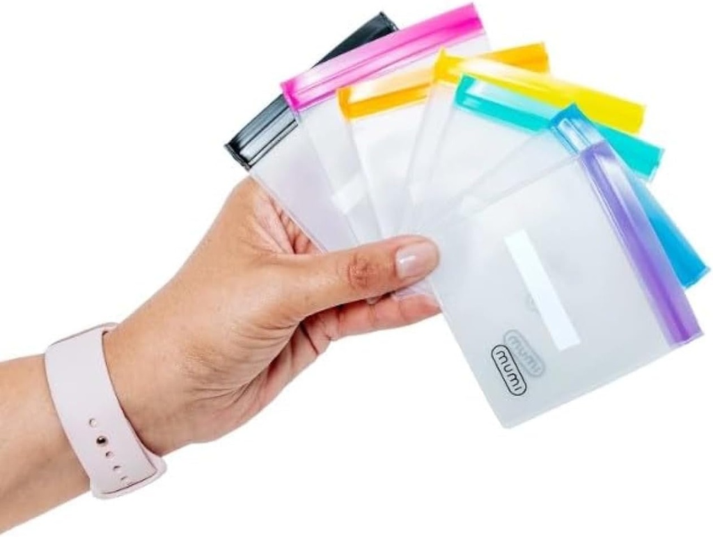 MUMI Mini Zipper Pouch Set – 7 Small Reusable Clear Zip Lock Bags mit schreibbaren Etiketten für Reisen, Medizin, Make-up, Pillen, Tiny Cosmetic Organizer Pouches für Geldbeutel, Büro, Plastikspeicher