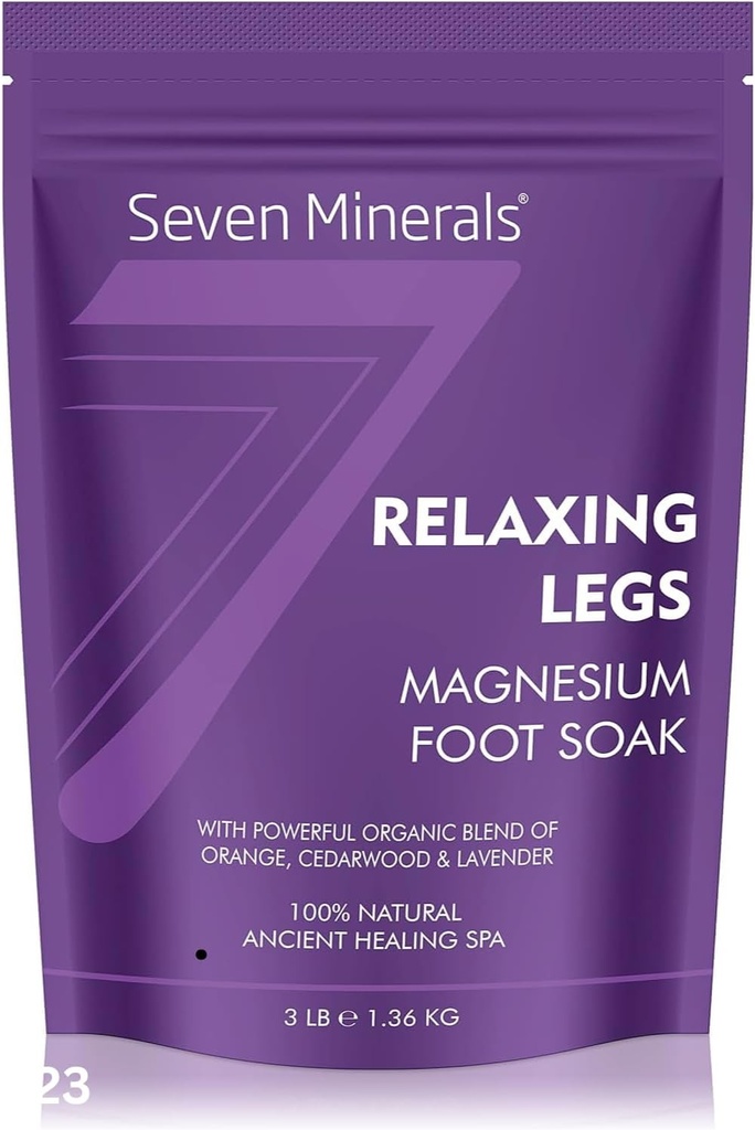 Sieben Minerale Relaxing Legs Magnesium Chloride Flakes 3lb – absorbiert besser als Epsom Salz - Einzigartige Fußweiche Formel für müde Beine und Leg Cramps - mit Orange, Cedarwood & Lavender