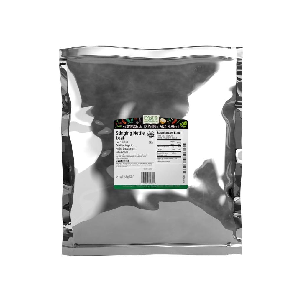 Frontier Co-op Sting Nettle Leaf, 1/2-Pound, Cut & Sifted für Tees, Suppen, Glatt und Stir Frys (Verpackung kann variieren)