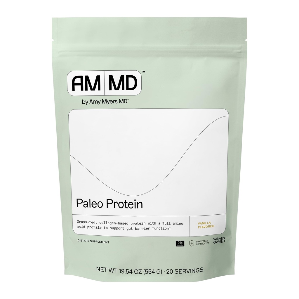 Amy Myers MD Paleo Protein Powder - mit Collagen Peptides for Gut Health - Unterstützt Haar, Haut und Nägel - Non-GMO, Glutenfrei, Non-Dairy & More - Vanilla Bean - 19.54 Unze (20 Servierungen)