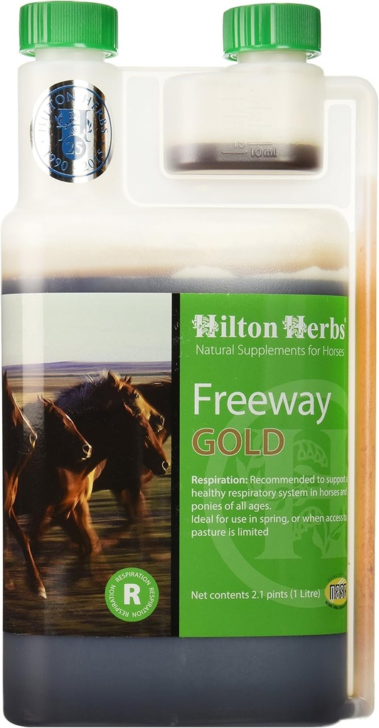 Hilton Kräuter Freeway Gold Liquid Respiration Supplement für Pferde, 2.1pt Flaschen