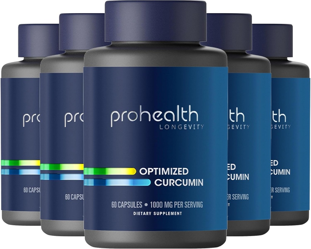 ProHealth Curcumin Turmeric Supplément: 285 fois Plus Biodisponible - Développé par les neuroscientifiques. 1000 mg Concentré Longvida Extrait de Curcumine par portion (60 x 500 mg Capsules par bouteille) (6 boîtes)