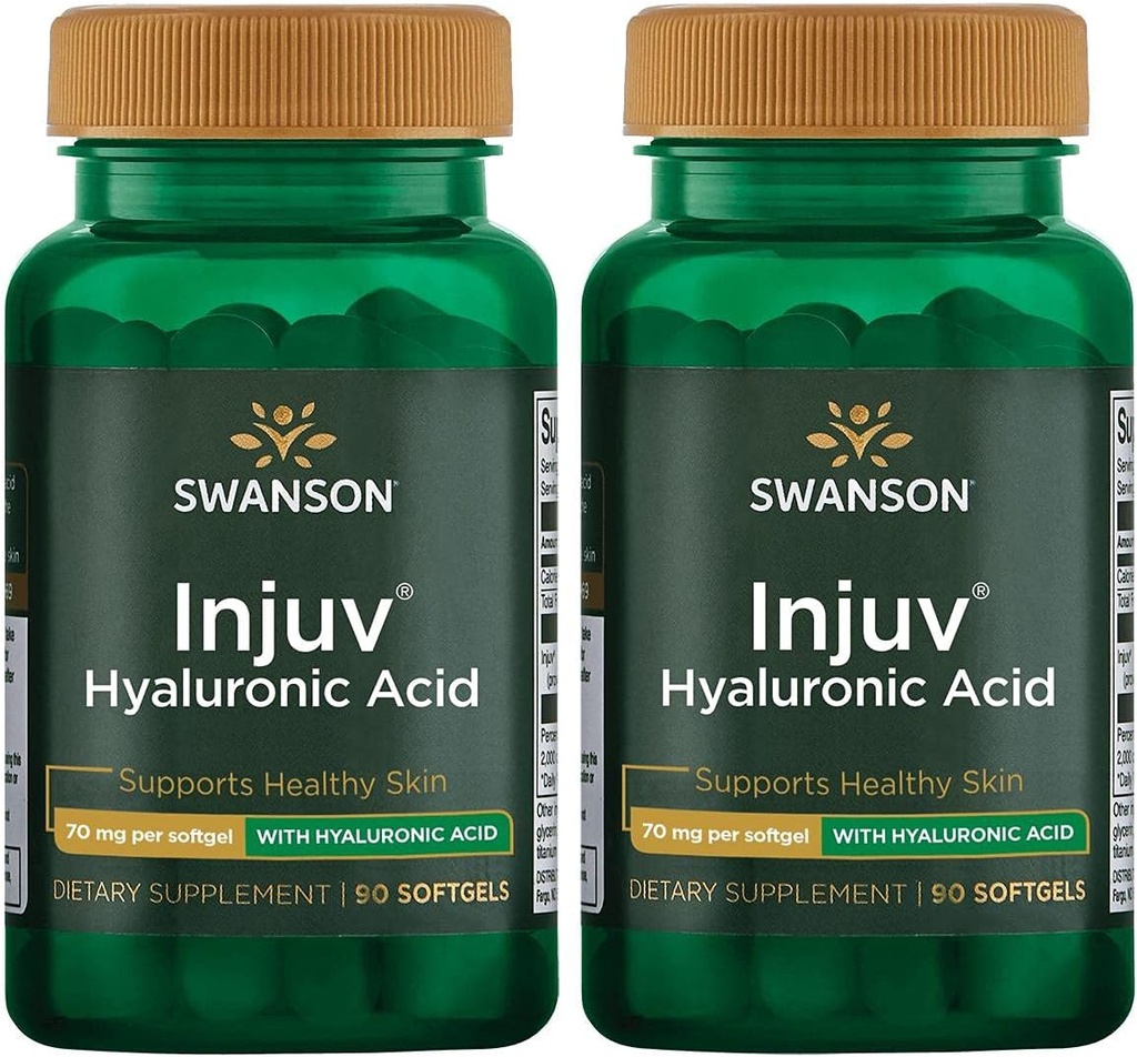 Swanson Injuv - Supporte la rétention naturelle de l'humidité de la peau - (90 Softgels, 140mg chacun) 2 Pack