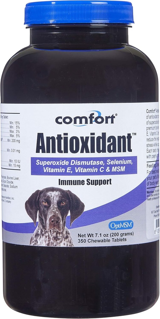 Kala Health COMFORT Antioxidante Ergänzung für Hunde, 350 Zähler, Immununterstützung und hilft Hautallergiker zu reduzieren, Enthält: MSM, Superoxid Dismutase, Selenium und Vitamin C & E, Made in USA