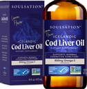 Huile de foie de morue islandaise liquide, citron (16oz) - Vitamines A & D, EPA & DHA - Aide la vision, les membranes de peau et la fonction immunitaire - MSC certifié, non-OGM