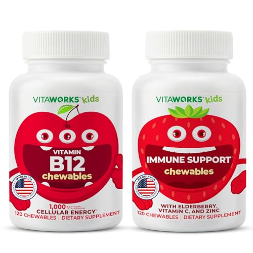Enfants Vitamine B12 Chewables + Elderberry + Zinc + C Chewables Bundle