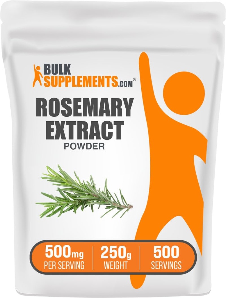 BulkSupplements.com Rosemary Extract Powder, from Rosemary Herb - Kräuterergänzung, Glutenfrei, 500mg pro Servierung, 250g (8.8 oz) (Pack von 1)