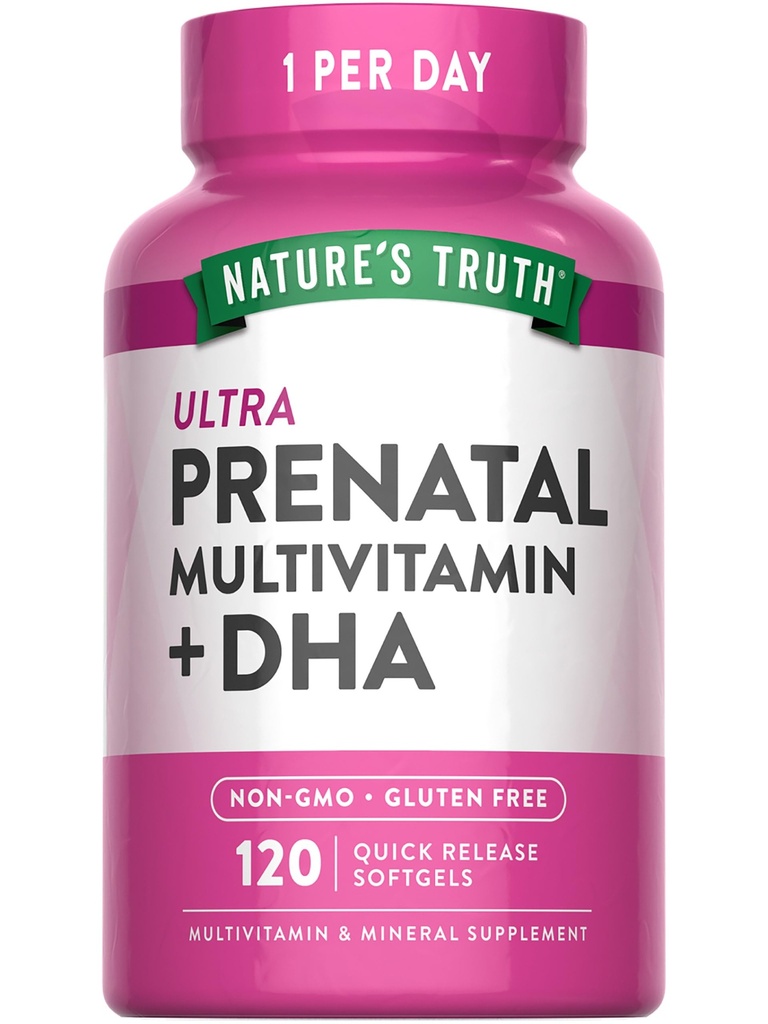 La vérité de la nature Vitamine prénatale pour les femmes $ 120 Softgels $ Supplément multivitamine sans OGM et sans gluten avec DHA et acide folique