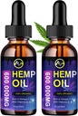 (2 Pack) Hanföl Extrakt Tropfen 1,200.000mg - Natürliche pflanzliche Nahrungsergänzungsmittel für Stress/SLEP-Hilfe, reich an Omega 3 6 9 & Vitamin E