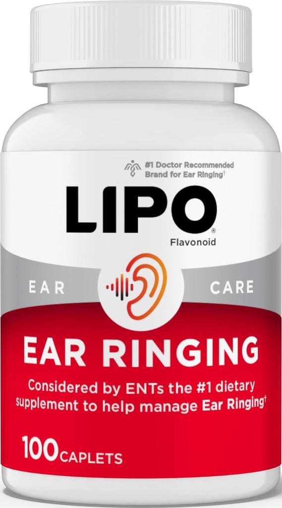 Lipo-Flavonoid Plus Tinnitus Relief - Doctor-Recommended for Ringing Ears - Klinisch-Proven Lemon Bioflavonoid Complex mit Vitaminen C, B1, B2, B6, B12, & Calcium - 100 Caplets