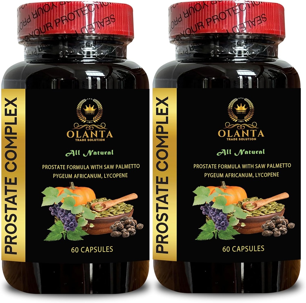 PROSTATE COMPLEX FOR MEN - Prostata Gesundheitskomplex, Kürbiskernextrakt Prostata, Saw Palmetto Extract, Pygeum africanum Extract, Grape Seed Extract, Prostata Booster - 2 Flaschen