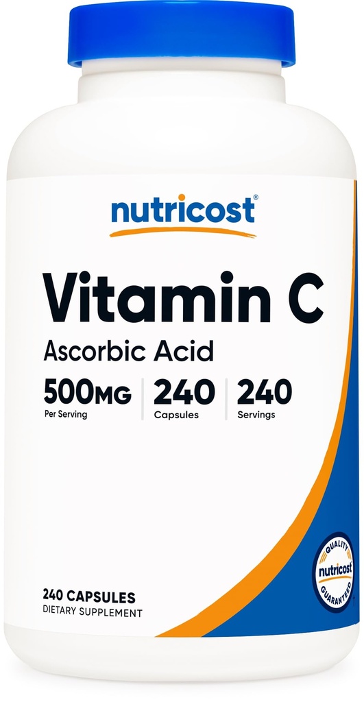 Nutricost Vitamin C 500mg, 240 Kapseln, Vegetarisch, Glutenfrei & Non-GMO