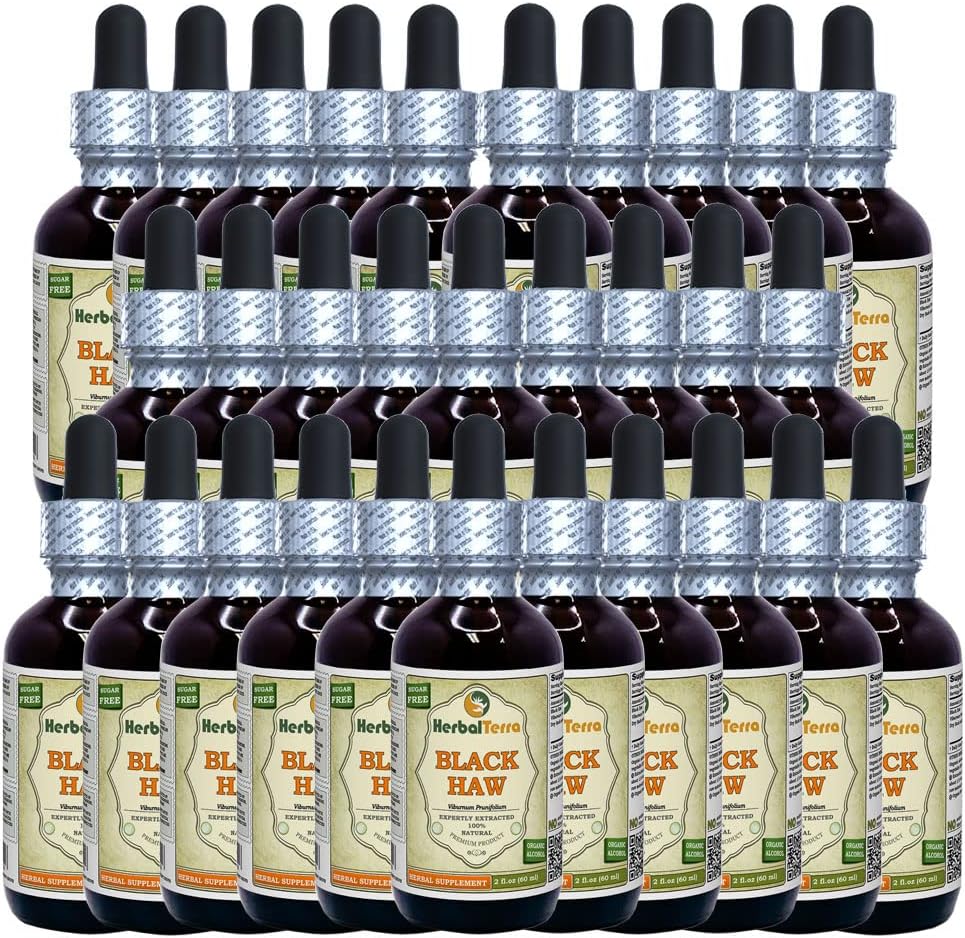 Schwarzer Haw (Viburnum Prunifolium) Tinktur, Getrockneter Bark Liquid Extract (Markenname: HerbalTerra, Proudly Made in USA) 30x2 fl.oz (30x60 ml)