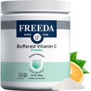 Poudre de vitamine C tamponnée FREADA – Doucement sur l'estomac, le chou et le végétal, soutien immunitaire à haute absorption, supplément anti-oxydant sans sucre (16 oz)