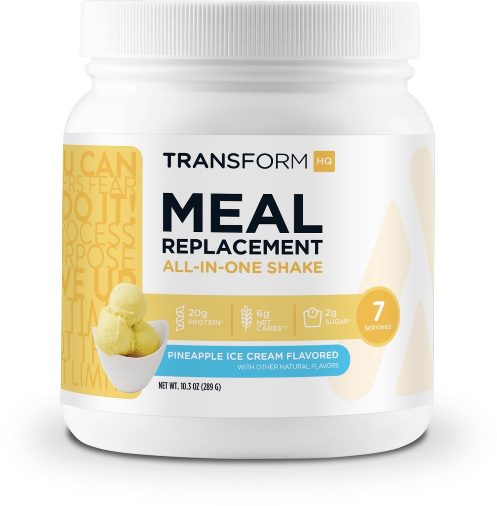 TransformHQ Meal Ersatz Shake Powder 7 Servierungen (Pineapple Ice Cream Flavored) - Glutenfrei, Non-GMO