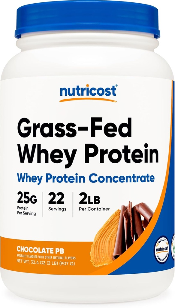 Nutricost Concentré de protéines de lactosérum (Beurre d'arachides chocolatée) 2LBS - Supplément de poudre après l'entraînement, non-OGM
