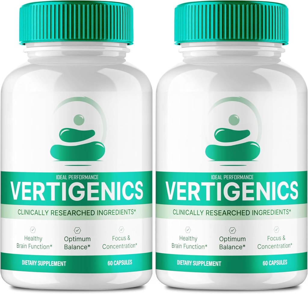 Vertigenics Brain Supplements for Memory and Focus Capsules, Vertigenics Advanced Formula Brain Health Support - Maximum Strength Nootropics Verti Genics All Natural Support Reviews (2 Pack)