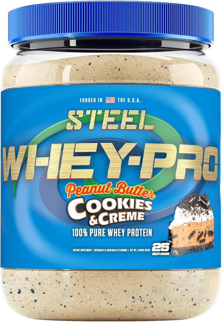 Stahl ergänzt Whey-Pro | Whey Protein Pulver für Männer und Frauen | Peanut Butter Cookies & Creme | 25 Servierungen (1.82lbs) | BCAA Aminosäuren | Essential Amino Acids | Gluten Free | Low Carb