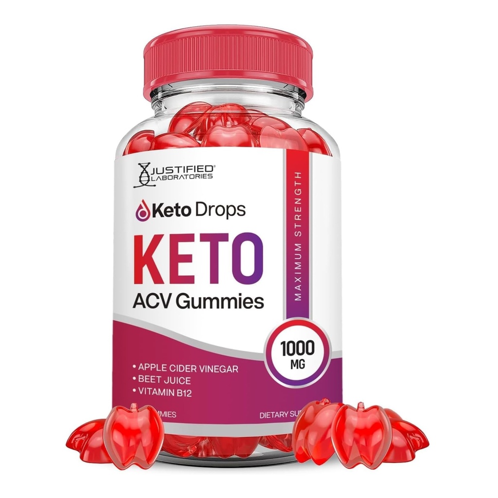 Justified Laboratories Keto Drops Keto ACV Gummies Advanced Formel 1000MG Keto Drops Keto Gummies Apfel Apfelegar mit Granatapfel-Essig-Pulver B12 Vegan Non GMO 60 Gummys