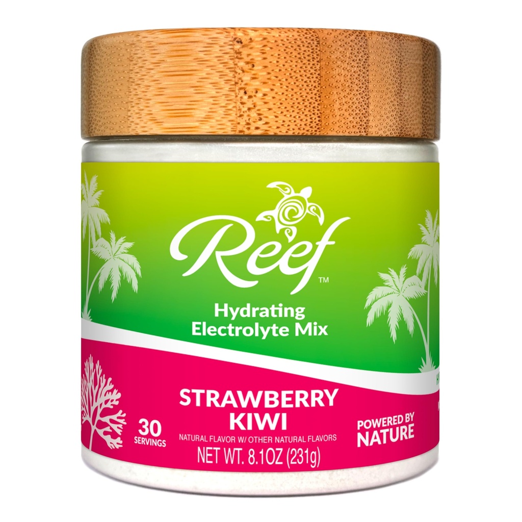 Poudre d'électrolyte hydratant - Hydratation avec la nature , Electrolytes + Fruit réel - Kiwi fraise, Pas de sucre ajouté, 5 électrolytes clés + vitamines, minéraux traces, non-OGM, 30 portions