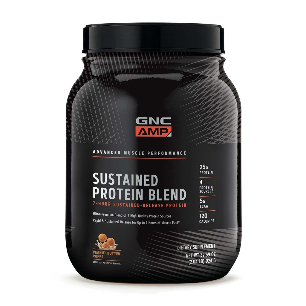 GNC AMP Mélange protéinique durable - Puffes de beurre d'arachide (28 portions)