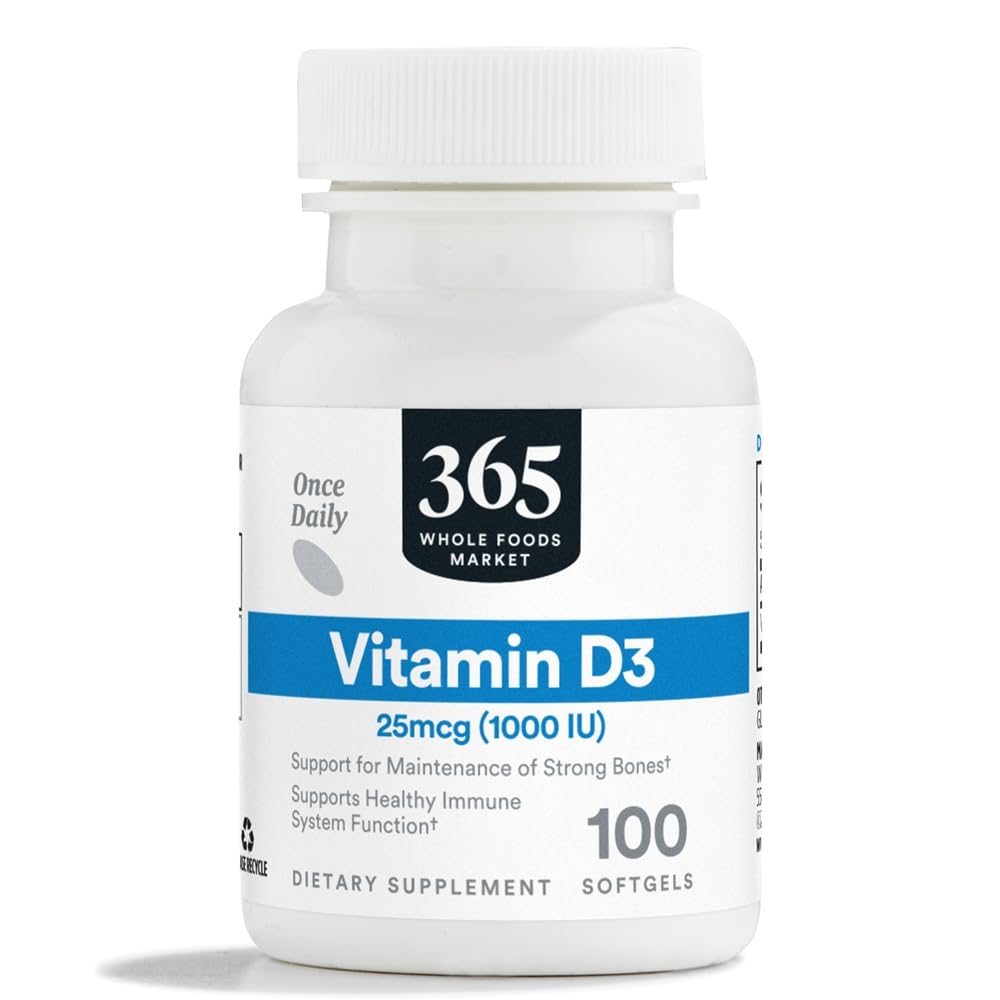 365 von Whole Foods Market, Vitamin D3 Softgels, 1000 IU, 100 CT