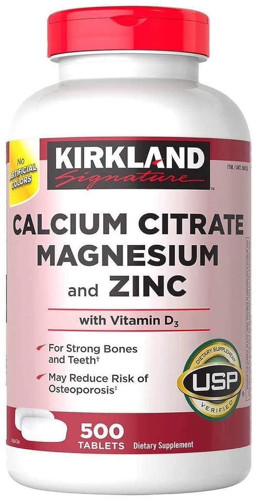 Kirkland Signature Calcium Citrat Magnesium und Zink, 500 Tabletten