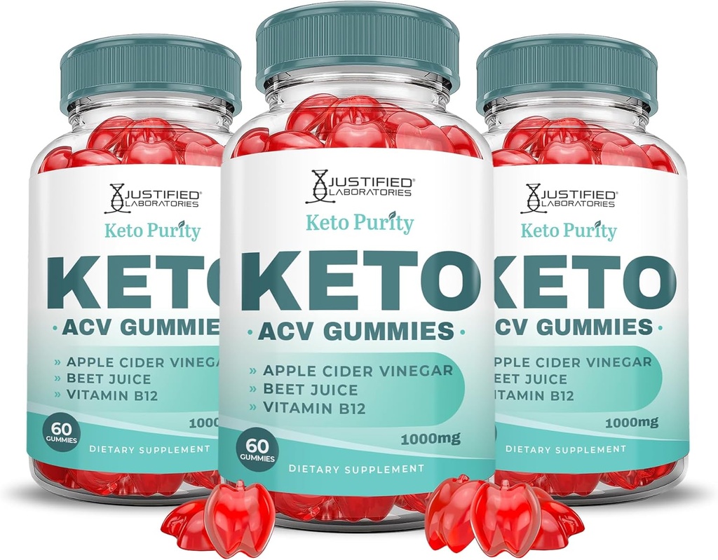(3 Pack) Keto Reinheit Keto ACV Gummies Advanced Formula 1000MG Keto Puritry Keto Gummies Apfelessig Formuliert mit Granatapfelsaft Pulver B12 Vegan Non GMO 180 Gummys
