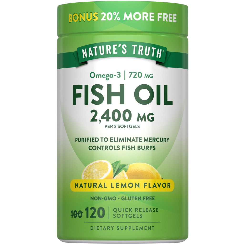 La vérité de la nature Huile de poisson 2400mg.120 libération rapide Softgels.