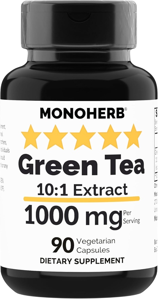 MONOHERB Grüner Tee Extrakt 1000 mg - 90 Vegetarische Kapseln