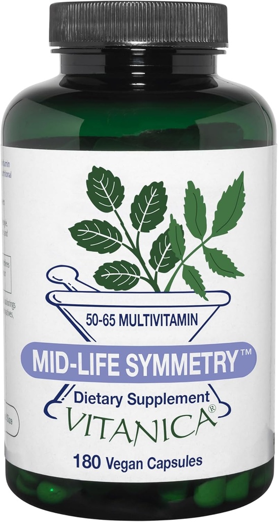 Vitanica - Mid-Life Symmetrie, 50-65 High Potency Daily Multivitamin und Mineral, Vegan, 180 Kapseln